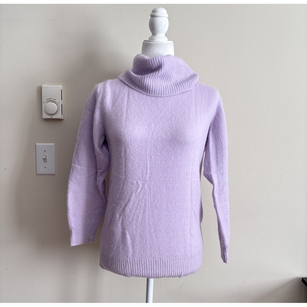 Retro‎ 80s Lilac Purple Wool Angora Hair Turtlneck Sweater Womens Medium Spring